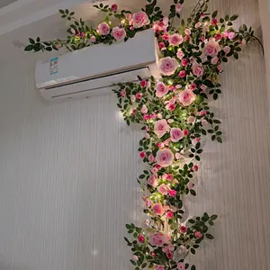 Artificial Rose Vine Pipe Cover Decor| Bendable Fake Flower Garland| Perfect For Hiding Ugly AC Pipes Water Pipes & Wall Imperfections