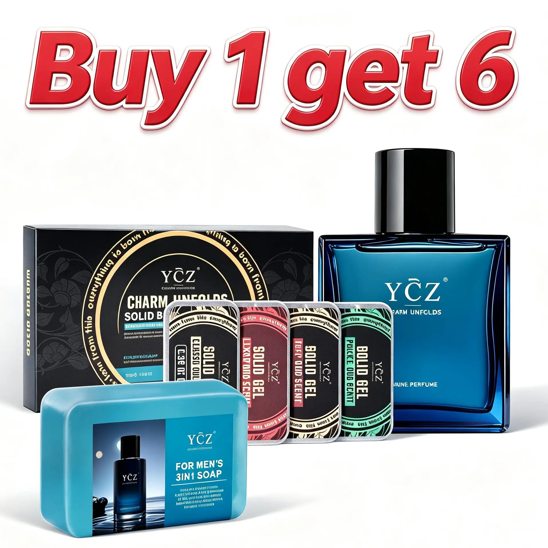 [YCZ] sMidnight Marine Eau de Parfum 1.7oz Men's Fragrance+Balm*4+YCZ soap - Aromatic Marine Scent, Magnetic, Sensual, Long-Lasting, Ideal for Dates & Everyday Wear, Gifts for Boyfriend, Anniversary Gift for Him, Men's Perfumes & Fragrances, Mens Gifts