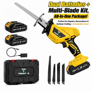 TEGATOK Cordless Reciprocating Saw Kit, Dual 20V Batteries & Multi-Blade Set, Portable Electric Saw for Wood, Metal & Outdoor Cutting with Carry Case pvc cut