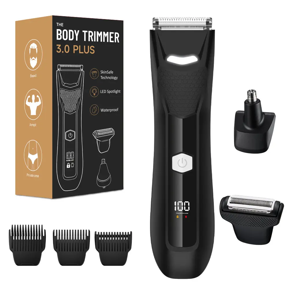 【Father’s Day Gift】3 IN 1 Electric Body Hair Shaver-Groin Hair Trimmer, Multifunctional Trimmer for Men & Women - Replaceable Ceramic Blade Heads,USB Recharge,IPX7 Waterproof Male & Female Hygiene Razor