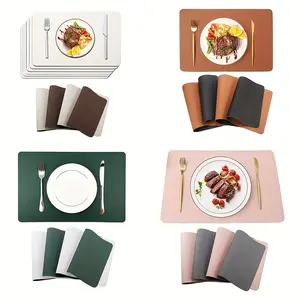 Leather Dining Placemat Set, Reversible Rectangular Design, Ideal for Home & Restaurant Use, Perfect for Festive Occasions