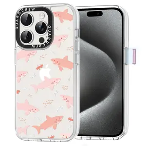 GuardCrew iPhone 15 Pro Case Cute Shark Design for iPhone 15 Pro [Crashproof 11FT Military-Grade Drop Protection] Silicone Shockproof TPU Bumper Clear Slim Phone Case