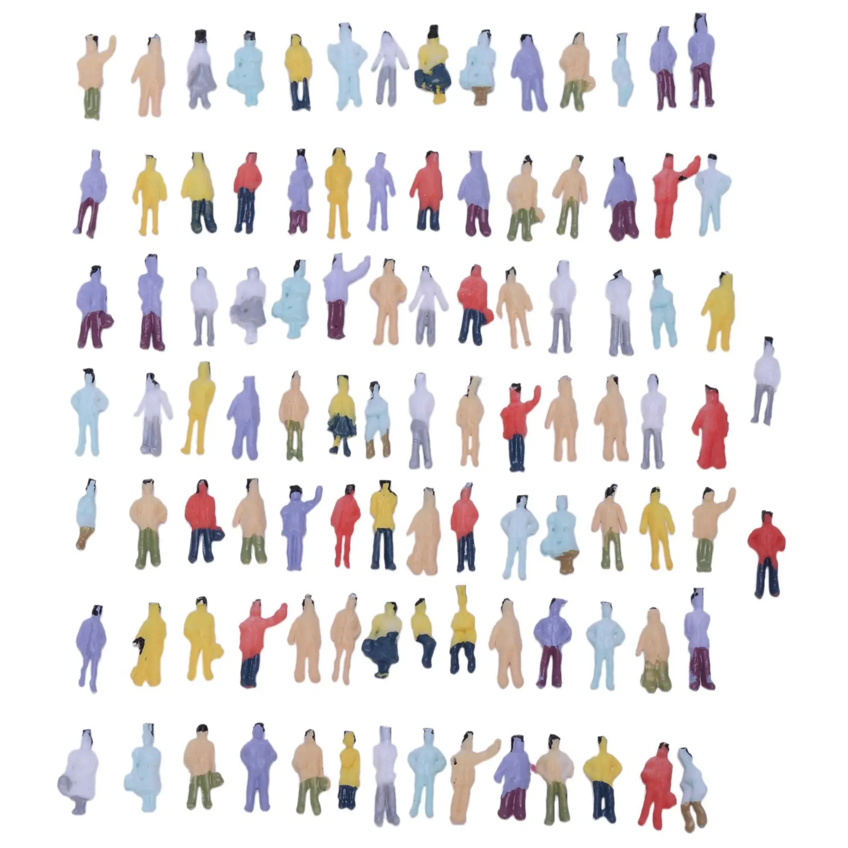 100pcs Lead-Free Non-Toxic Painted Plastic Mini Figurines & Miniatures - 1:150 N-Scale, 10-13mm, Assorted Colors/Styles, Car Interior Decoration for Model Train Set Landscape, Collectible Parts