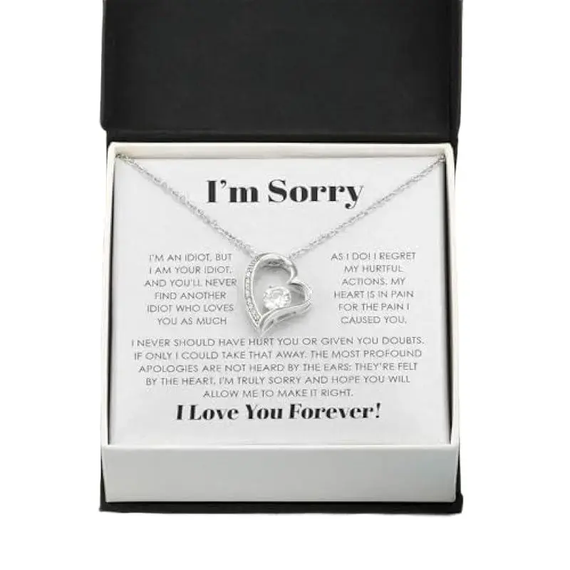 Im Sorry Gifts For Her Necklace,  I Love You Gifts For Her I Miss You Apology Gifts For Her Necklace Women, Jewelry Necklace Apology Card Im Sorry Card Woman Necklace with Message Card