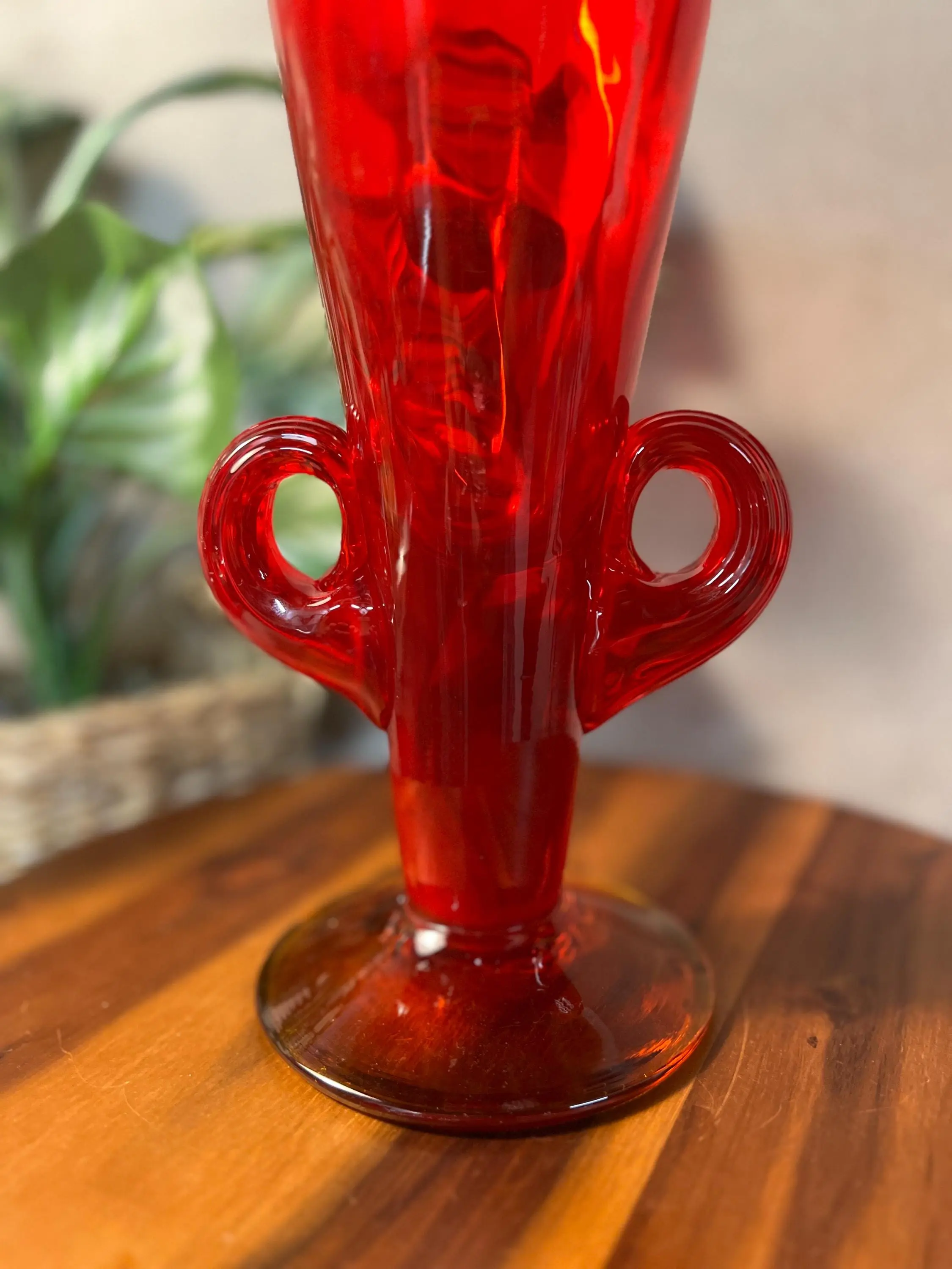 Blenko Tapered Vase, Model 6930, Ruby Red, 12.375 in Handblown Art Glass for Home Decor, Home Supplies