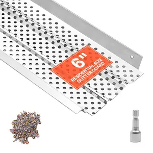 Aluminum Gutter Guard Cover, 6-Inch Gutter Protector, Heavy-Duty 52ft Length, Protects Against Leaves And Debris, 0.02-Inch Thickness, Mill Finish, Easy DIY Install, Fast Drainage, Screws Included, 13-Pcs