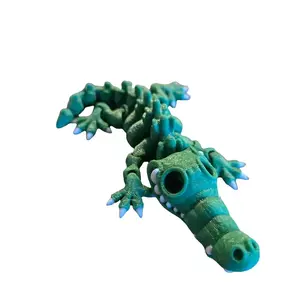 OJAI3D Skeleton Croc Keychain V1 - Forest Green Eco-Friendly Plastic Flexible Fidget Toy for Kids & Adults Ages 8+ Collectible Keychain with Keyring