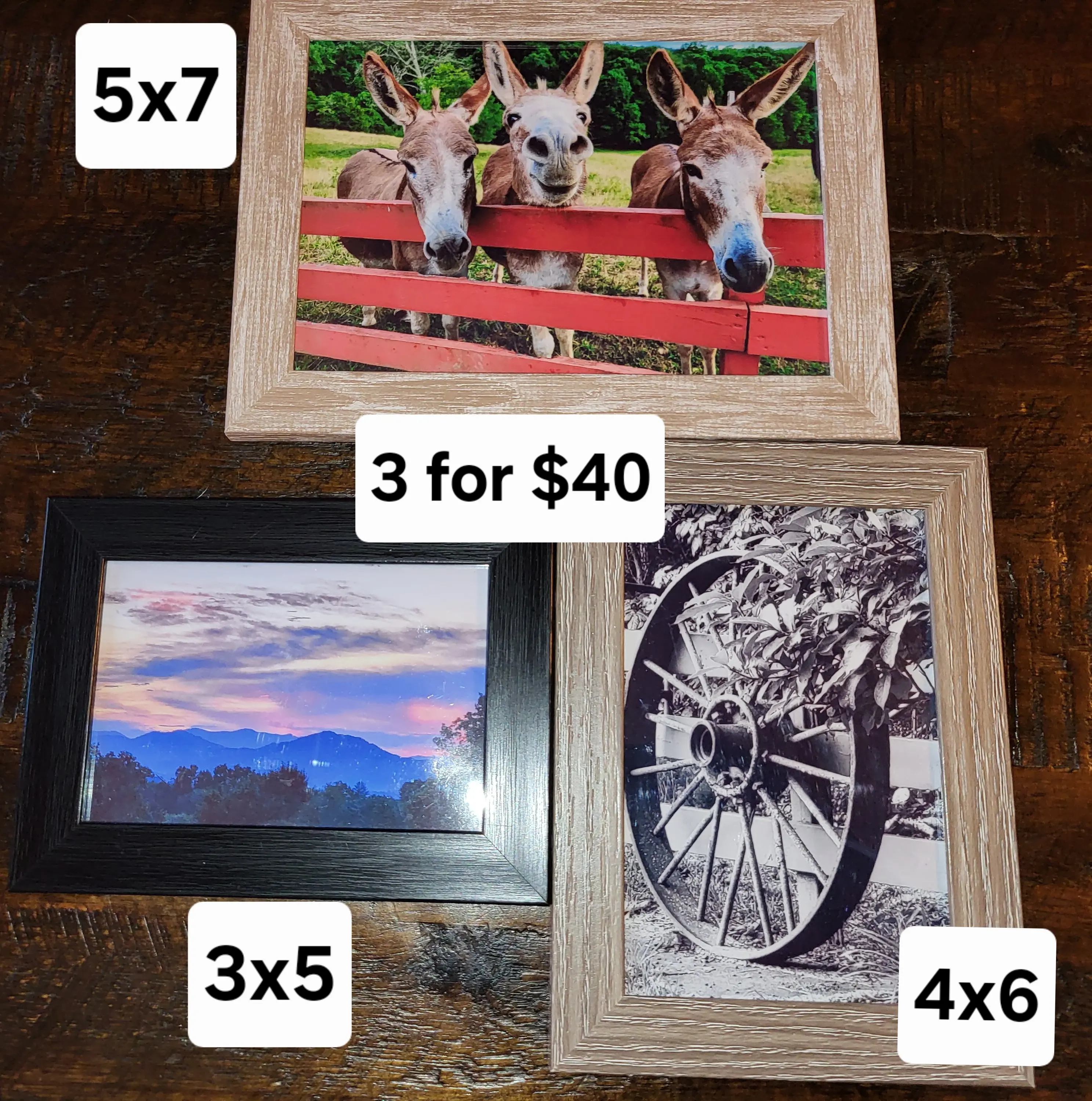 3 framed pictures for $40 sets