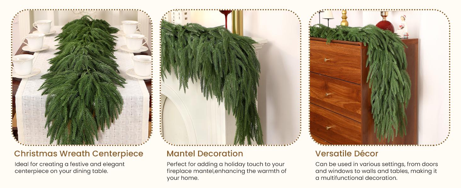 【On Sale】SHareconn 6ft 1/2/4Pack Artificial Christmas Garland, Real Touch Norfolk Pine and Cypress Pine Garland - Pine Garland, Greenery Christmas Garland for Mantle, Table, Fireplace, Indoor, Outdoor Christmas