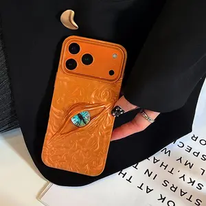 Devil's Eye Starry Orange Personalized Creative Protective Phone Case, Matte Design, Suitable for iPhone 17/16/15