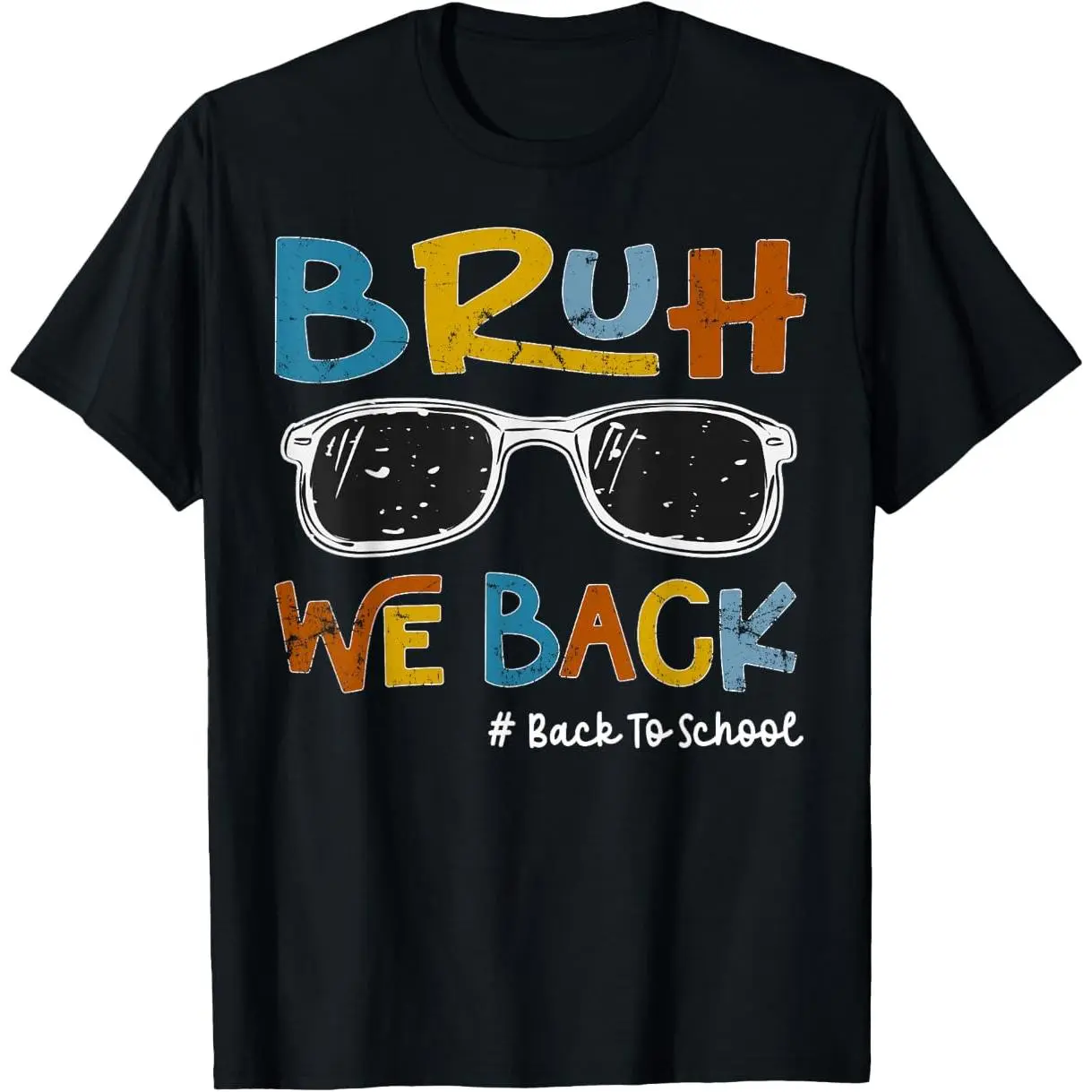 Unisex Stretchy Soft 100% Premium Cotton Short-Sleeve Graphic Top, Mens Funny "Bruh We Back" School Staff & Students Sports Tee, Shortsleeve
