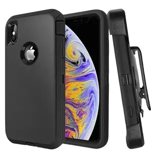 Rugged Defender Case For Apple / iPhone Xs Max / Shockproof Heavyduty Protection cover With Belt Clip Phonecase Protector