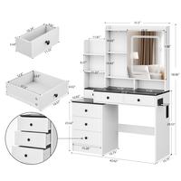 White-Black, a cabinet-door-style mirror, no stool