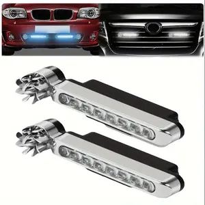 2-Pack Wind-Powered Car LED Fan Lights, Rotating Battery-Free Decorative Lamps for Car Interior & Exterior Decoration