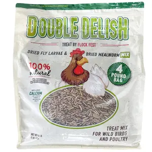 Flock Fest 4 lb. Bag of Mealworms & Soldier Fly Larvae - High-Energy Snack, Poultry Treat, Promotes Poultry Growth, Long Shelf Life