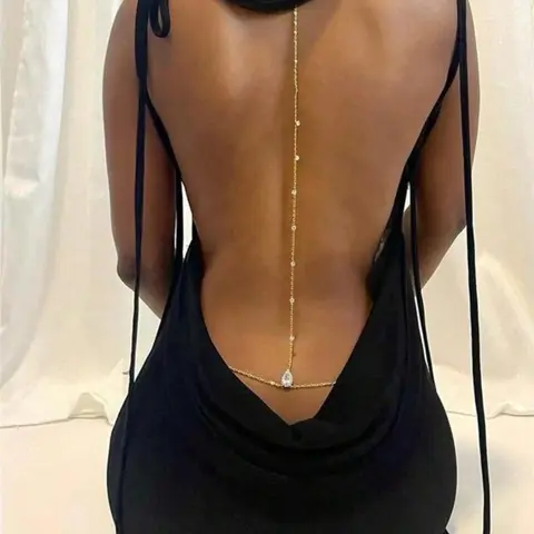 Rhinestone Decor Back Chain Necklace, Bling Chain, Fashion Body Jewelry for Party, Daily Clothing Decor, Trendy All-match & Exquisite Jewelry for Birthday Gift