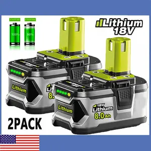 high quality  2PACK 8Ah For RYOBI P108 One Plus 18V 18Volt High Capacity Lithium-Ion Battery
