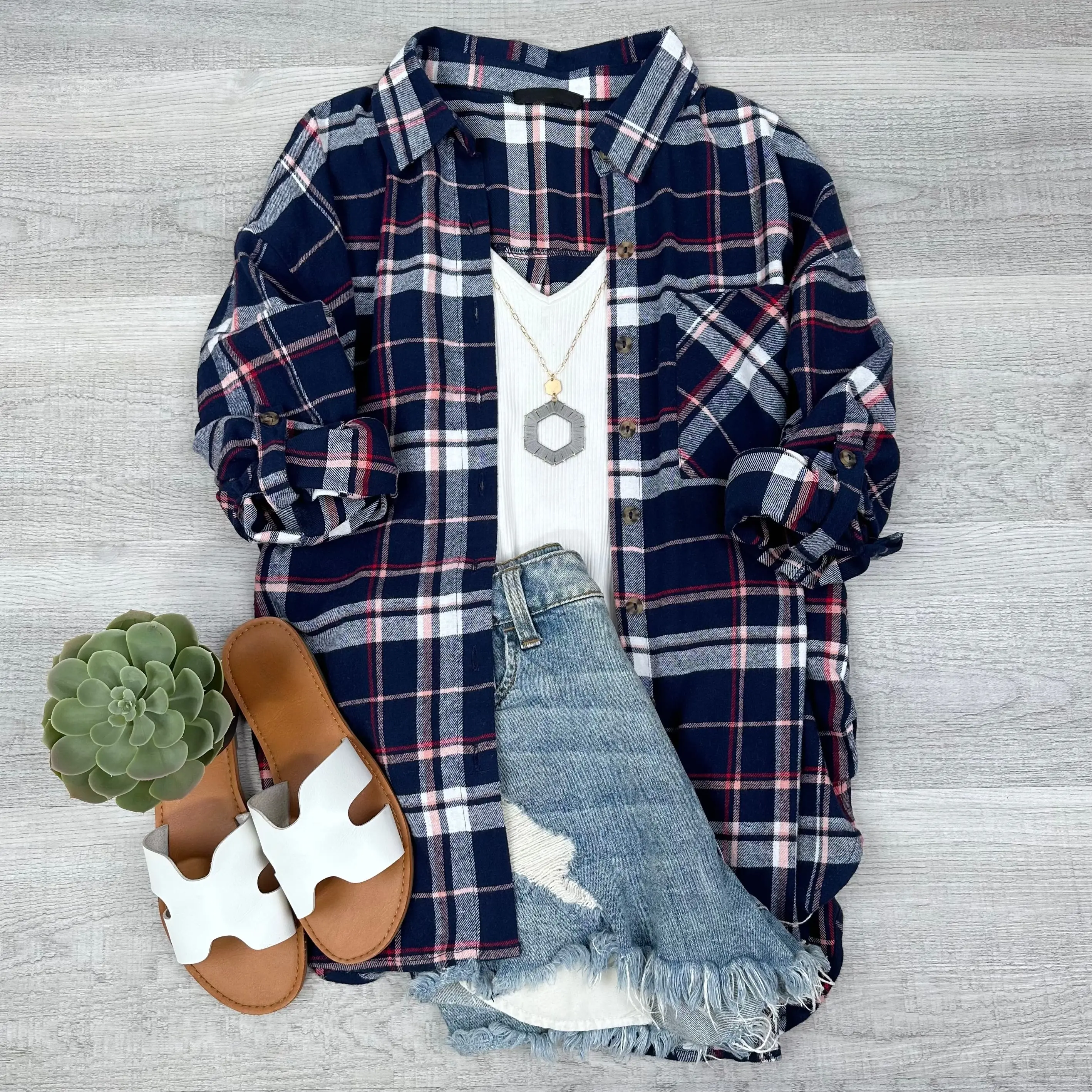 Everyday Casual Oversized Long Sleeve Flannel | Red/Black