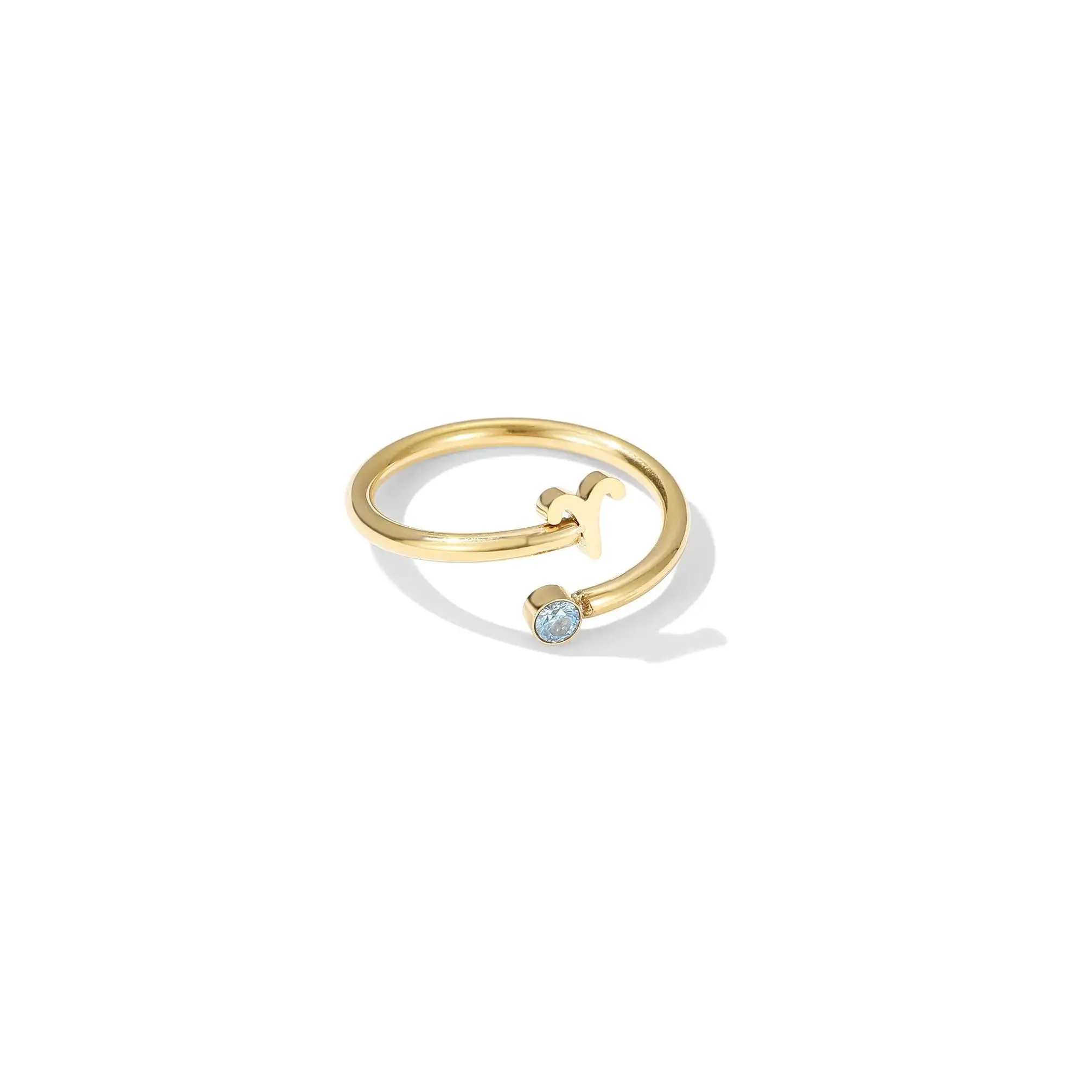 18K Gold Plated Aries Ring with Cubic Zirconia Diamond Detail
