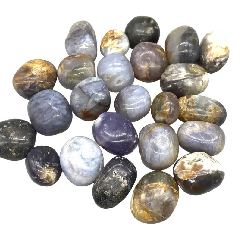 Purple White Chalcedony Tumbled Stones 1 lb Calming Crown Chakra