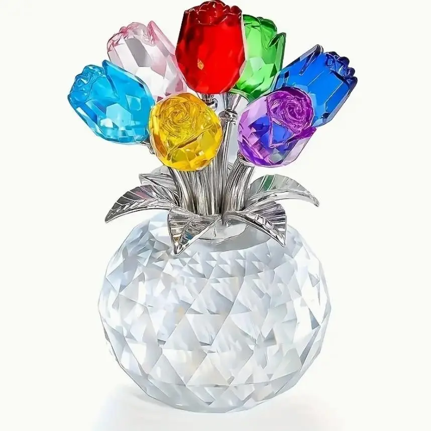 Eternal Rose Bouquet, Colorful Artificial Roses, Crystal Rose Decor Gift, Decorative Artificial Flowers, Perfect for Anniversaries, Mother's Day, Father's Day, Christmas, Valentine's Day, Grandparents' Day