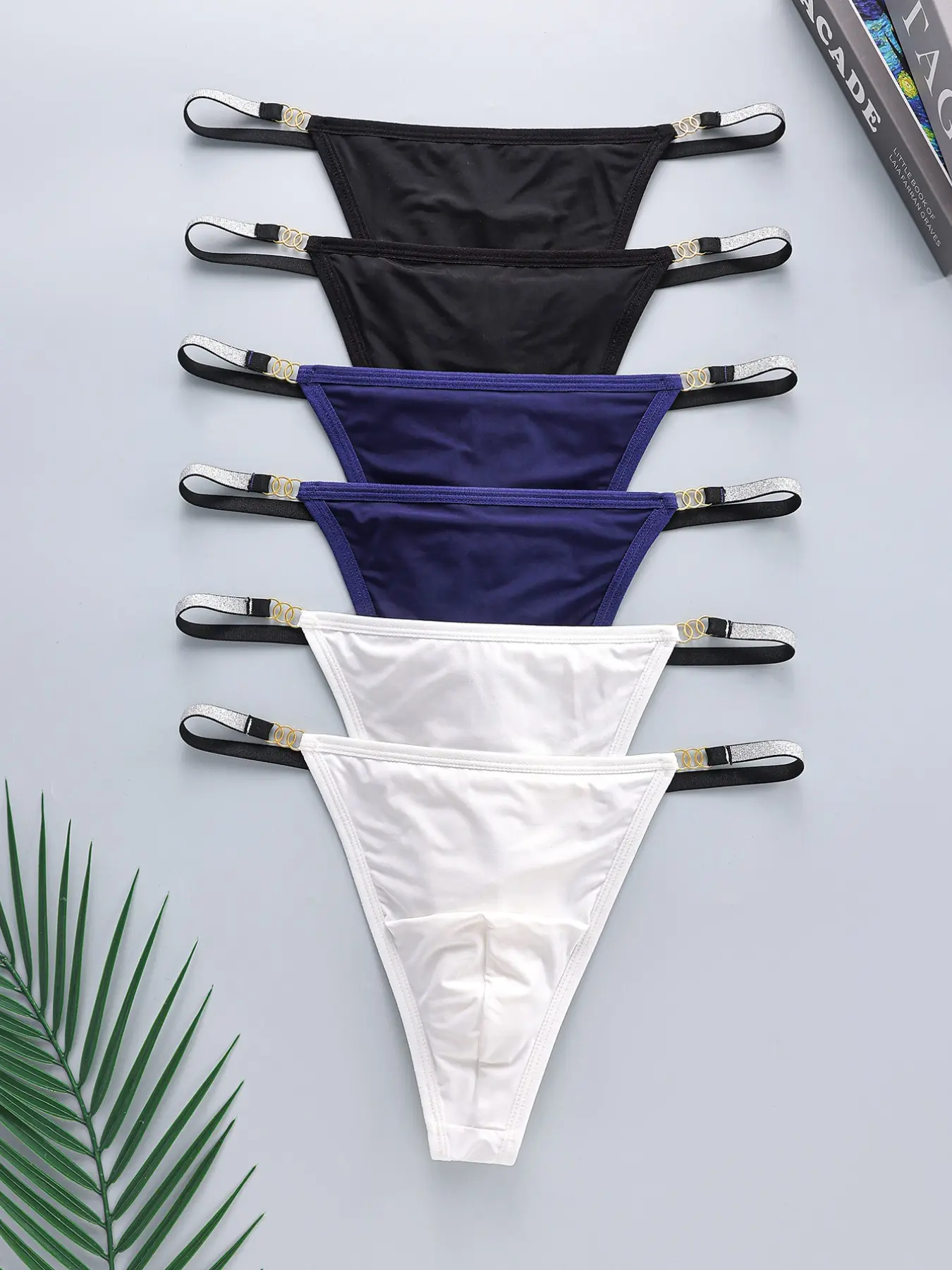Men's Thong Underwear Set, Pure Color Simple Seamless Menswear Comfortable Men's Panties, 6 Pieces Pack, Breathable & Soft Fabric, Undergarments, Casual Style Underwear