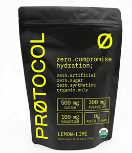 Organic Electrolyte Powder - Lemon Lime Hydration - 500mg Sodium, 300mg Potassium, 100mg Magnesium - No Citric Acid. No Sucralose. No Artificial Flavors. No "Natural Flavors".