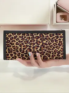 Leopard Pattern Triangle Pencil Case, Portable Multi-Functional Stationery Storage Bag, Zipper Design, Unisex, All Seasons