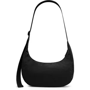 Medium Nylon Crossbody Crescent Bag for Women Men, 2 Zippers Crossbody Hobo Bag with Adjustable Strap & Inner Pockets