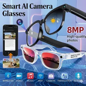 AI Smart Camera Glasses 8MP with Bluetooth Audio & Real-Time Translation Hands-Free Recording for Men Women Travel Business Sports