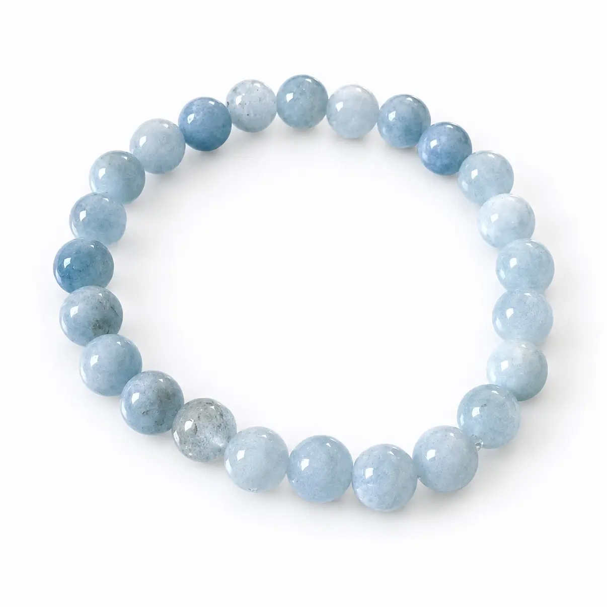 Genuine Blue Calcite Bead Stretch Bracelet Natural Gemstone Jewelry