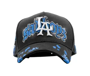 Dandy Hats x Junior H “Angel Azul” Premium Streetwear Snapback – Black Adjustable Unisex Hat for Men & Women Featuring Blue Graffiti Embroidery and a Bold Urban Design Inspired by Modern Street Fashion