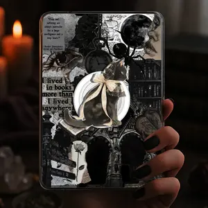 Gothic Black Cat Kindle Grip Dark Romance Magnetic Holder Spooky Magsafe Phone Kindle Accessory