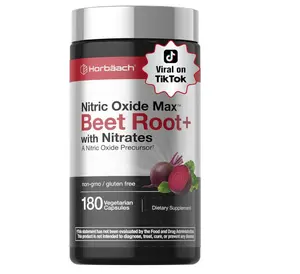 Horbäach Nitric Oxide Beet Root Capsules | 180 Count | with Nitrates and Precursor | for Men and Women | Vegetarian, Non-GMO, Gluten Free Supplement