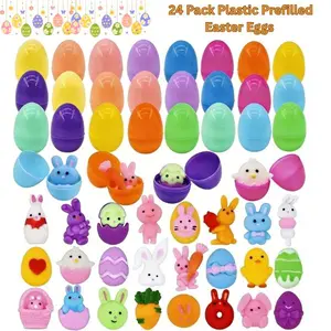24-Pack Plastic Prefilled Eggs with Mochi Squishy Capsule Toys, Easter Basket Stuffers, Party Favors, Easter Gifts for Kids