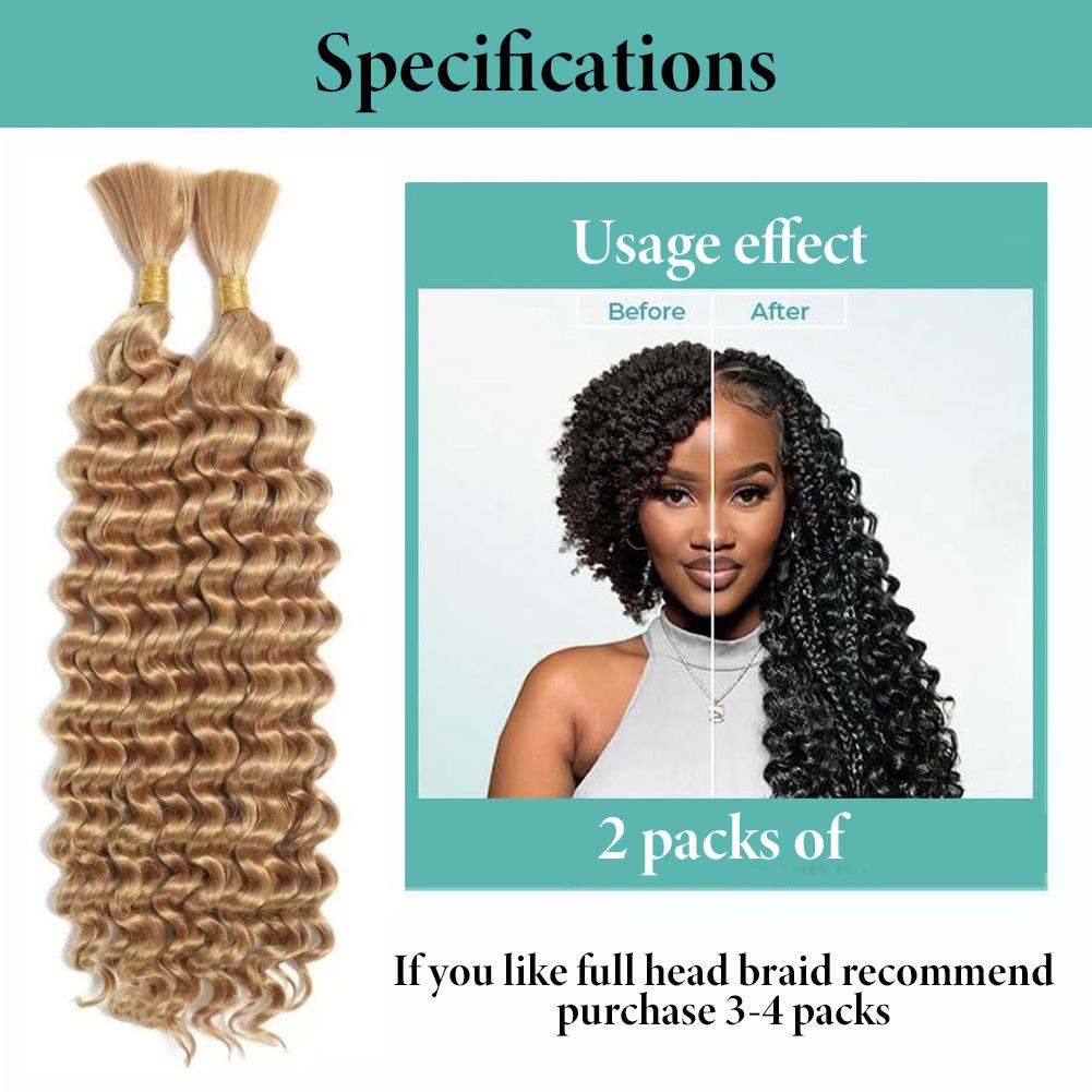 Deep Wave Bulk Hair for Braiding 24 Inch 2 Packs, Synthetic No Weft Boho Braiding Hair Extensions, Lightweight Durable for Black Women Crochet Braids, Party Festival Daily Wear Deep Wave Bulk Hair for Braiding 24 Inch 2 Packs, Synthetic No Weft Boho Braiding Hair Extensions, Lightweight Durable for Black Women Crochet Braids, Party Festival Daily Wear