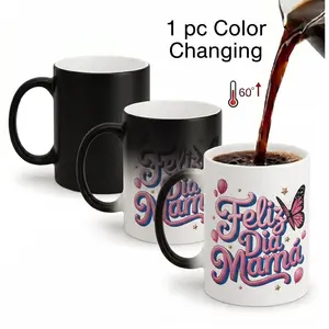"Feliz Día Mamá" Magic Color Changing Mug - Spanish Mother's Day Gift for Mom, Heat Sensitive Coffee Cup, Unique Birthday Surprise for Grandma,Color Changing Ceramic Cup, Ideal Gift for Mother & Mother-in-Law