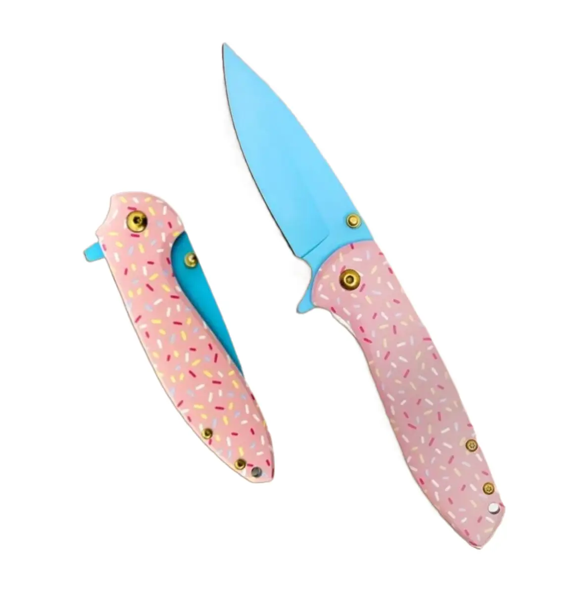 Serrated Pink Pocket Knife,Folding Pocket Knife,D2 Steel Blade, G10 Handle, Small EDC Knife with Pocket Clip, Great for Camping, Survival and Hiking