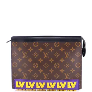 Pre-owned Louis Vuitton Canvas Coated Clutches & Wristlets Pochette Voyage Limited Edition LV Rubber Monogram Canvas MM by Rebag