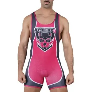 Wrestling Singlets Suit Professional Coverall Training Competition Freestyle Wrestling Suit High Elastic Men's Sleeveless Outfit