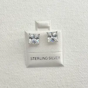 Sterling Silver 925 CZ Square Stud Earrings
