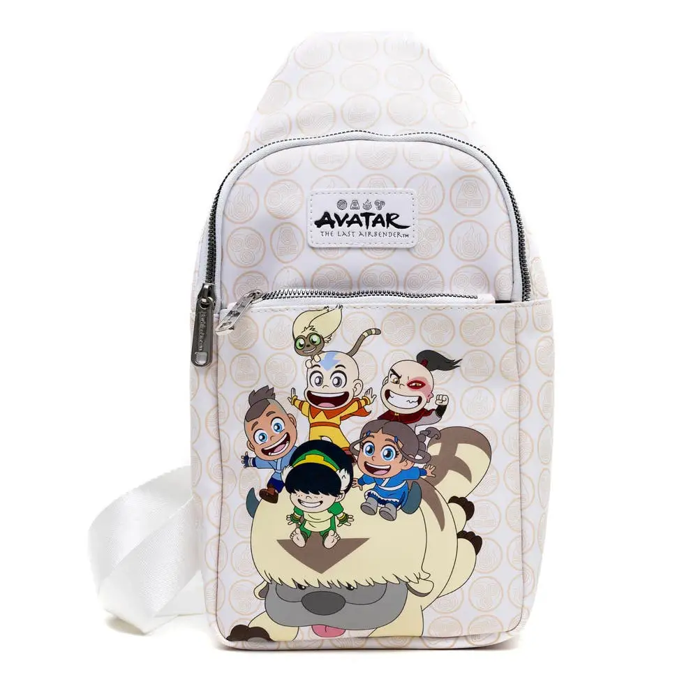 Chibi Character Print Crossbody Bag for Women, Vegan Leather Sling Chest Pack with Multiple Zipper Compartments, Two Compartment