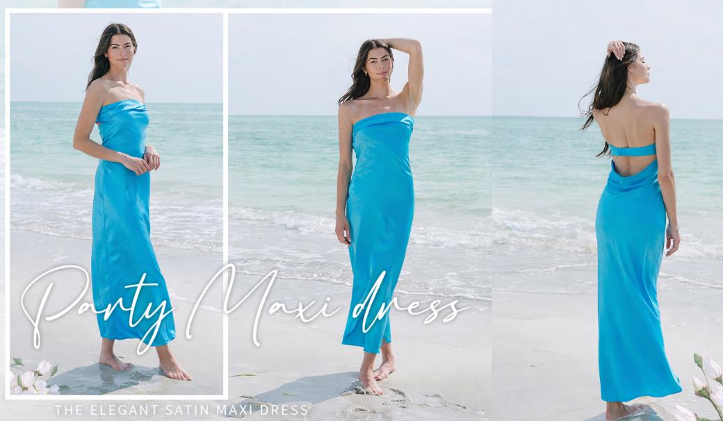 MEROKEETY Women's Satin Strapless Tube Maxi Dress Summer 2026 Backless Bodycon Formal Party Dress for Wedding Guest