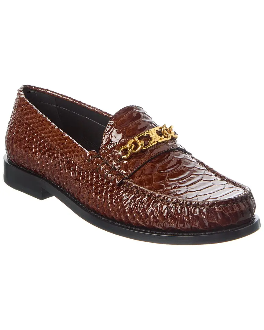 CELINE Loco Triomphe Python-Embossed Patent Loafer CELINE Loco Triomphe Python-Embossed Patent Loafer