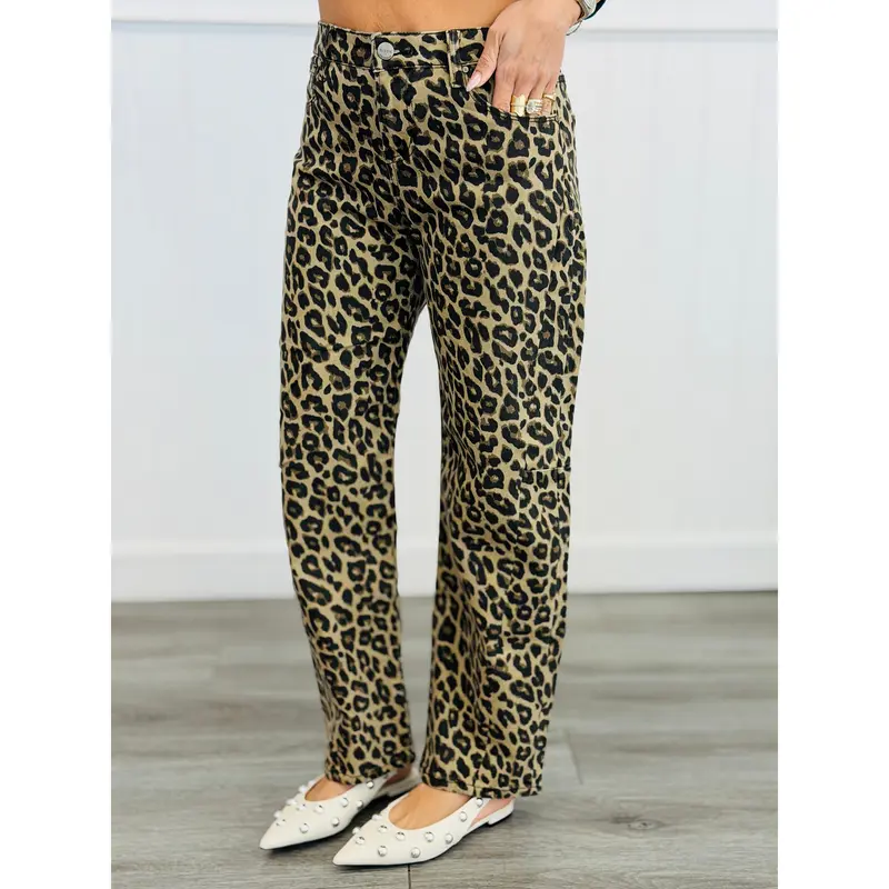 WR x Risen Leopard Love Barrel Jeans (Reg & Plus)