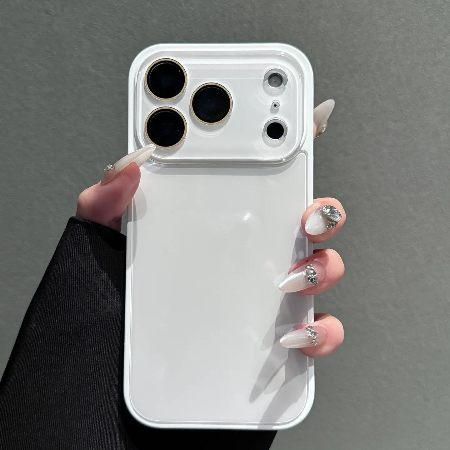 Cream White Glossy Hard Phone Case, Skin-Feel Soft TPU Bumper & Hard PC Back, Full Lens Protection, Cute Minimalist Pink & White, Compatible with iPhone 17/16/15/14/13/12/11 Pro Max Plus Air 17E 16E MINI