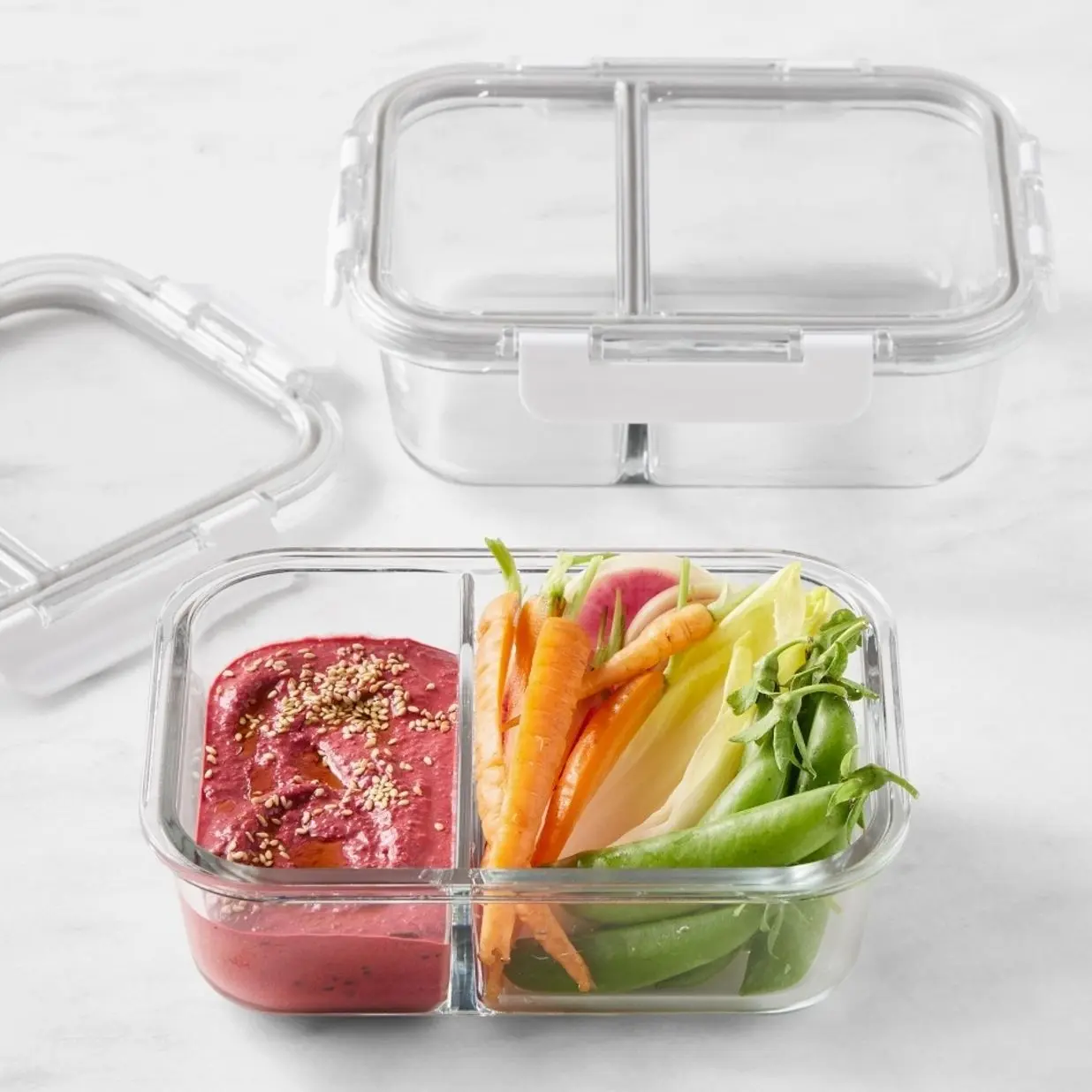 Hold Everything Divided Rectangular Glass Food Storage Containers, 4-Piece Set