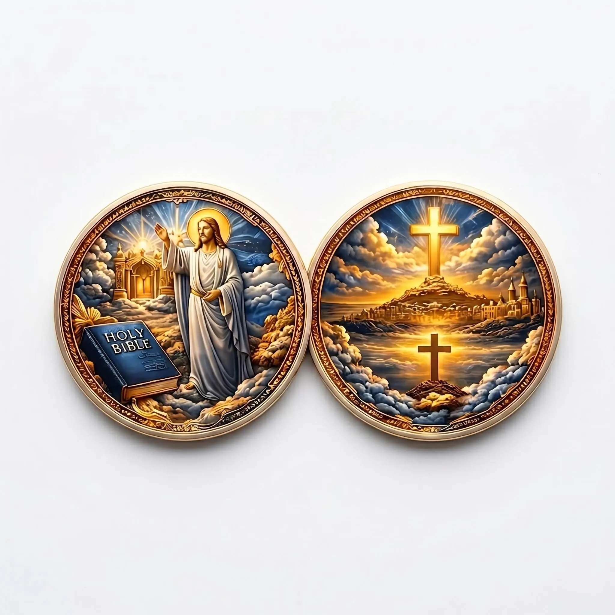 2D or 3D Printed Christian Coin, Double Sided Jesus Token, Holy Bible Challenge Coin, Religious Faith Gift, Spiritual Keepsake Medal
