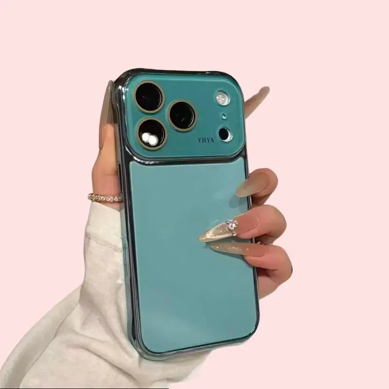Electroplated Ice-Effect Acrylic Shell Smartphone Cover - Customized High-End Plain Trend Water-Repel Flush-Mount Accessory for iPhone Series (13,14,15,16,17 Pro Max) Mobile Phone Accessories