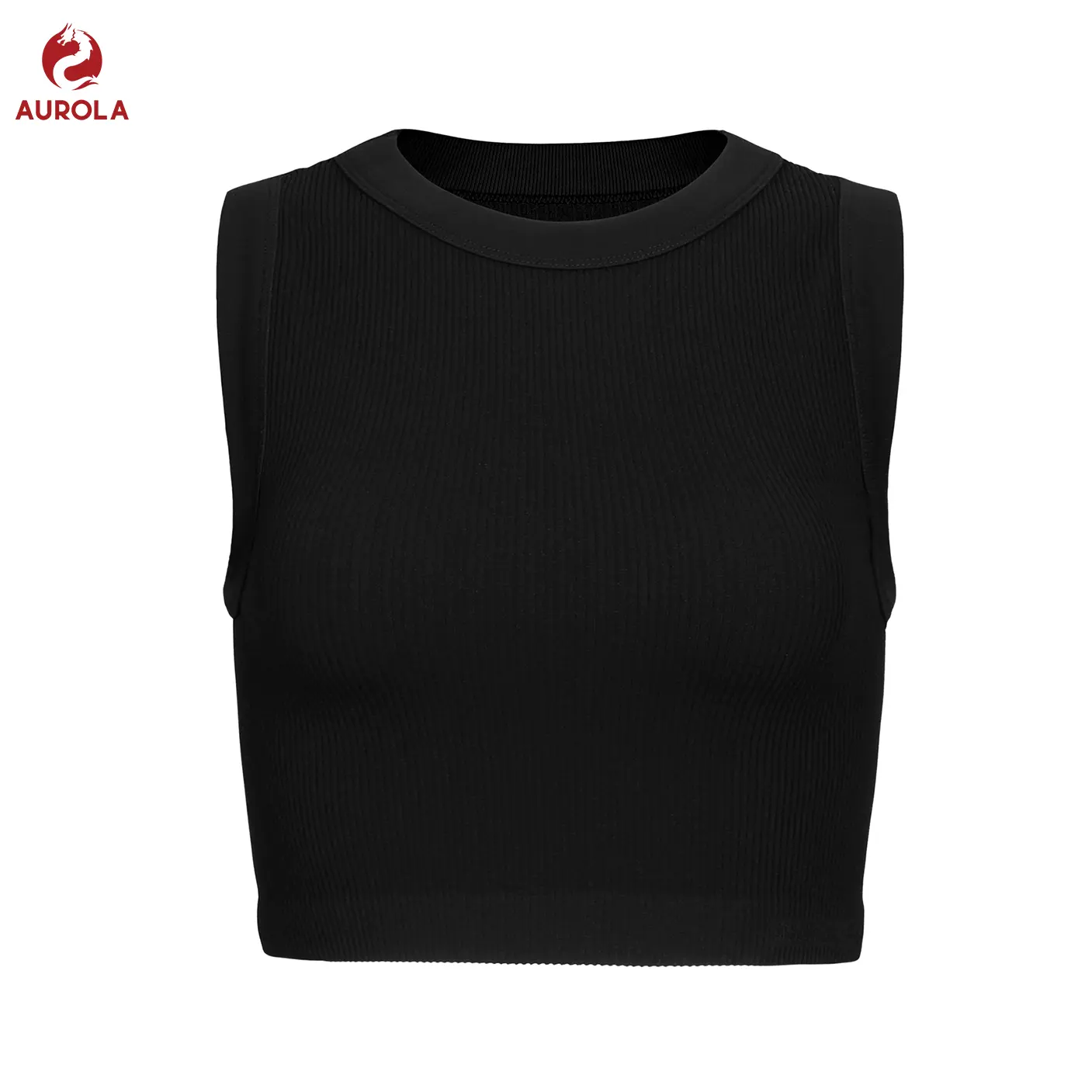 AUROLA Essentials Rib Seamless Sleeveless Tank for Women Subtle Logo Round Neck Active Workout Crop Tops tiktokshopbacktoschool
